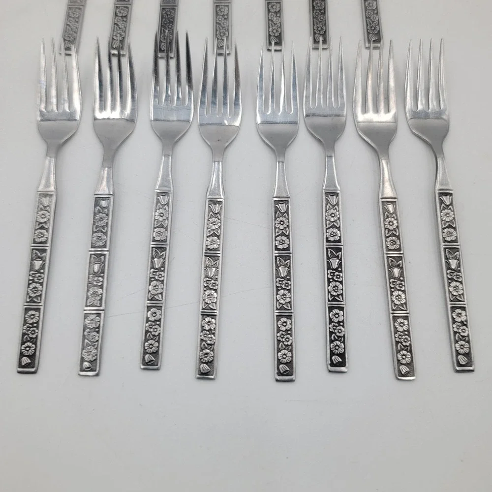 15pc Spring Fever Northland Oneida Stainless Steel Fork Set Floral Pattern